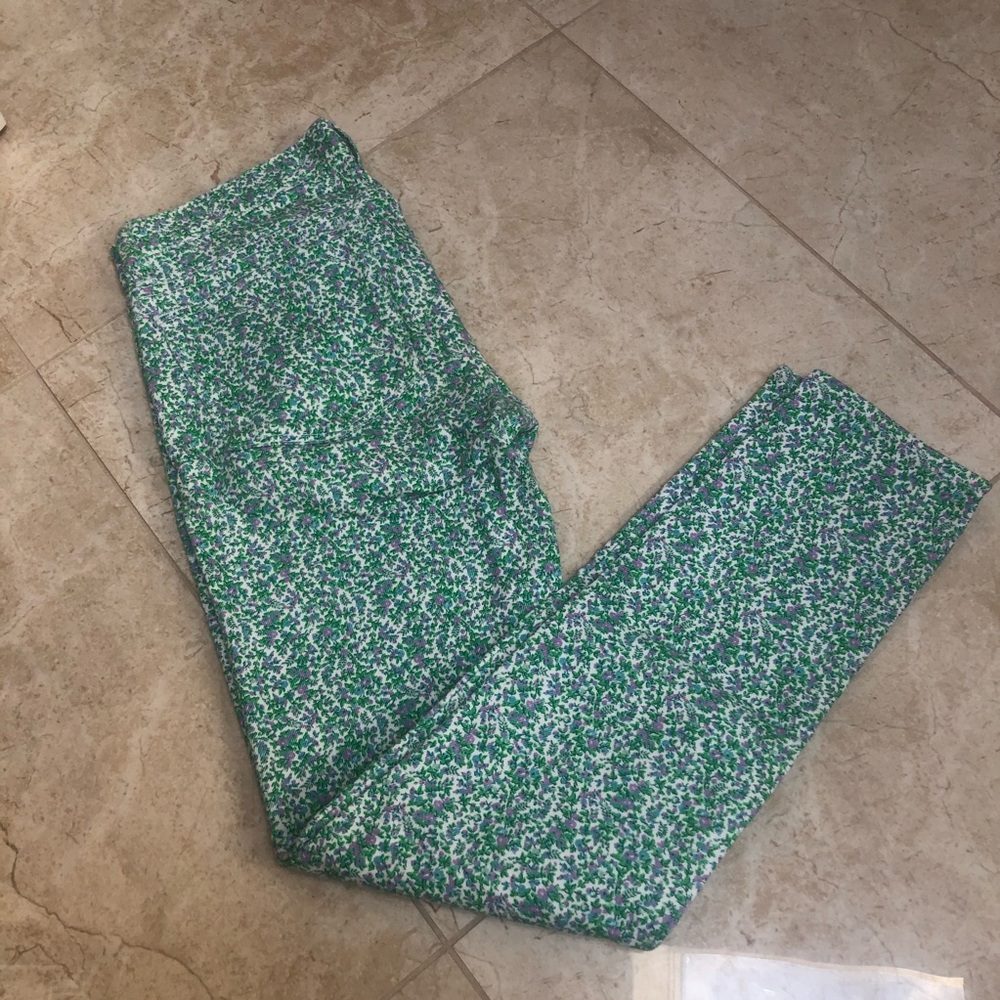 JCrew Floral Toothpick Mid-Rise Stretch Jeans